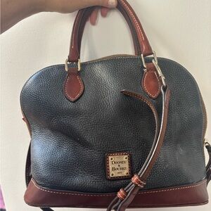 Vintage 1975 Dooney & Bourke Black and Brown Leather Satchel